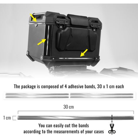 Strisce Adesive 3D Cromate Protettive per Bauletti Moto, 1 x 30 cm (Copia) (Copia) - Confezione: 4 PEZZI