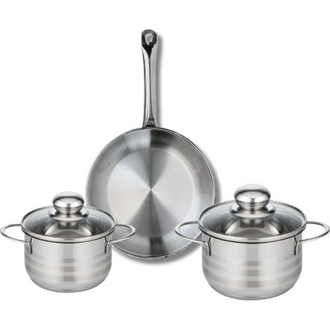 Ensemble de 1 Poêle de cuisson 24 cm et 2 faitouts 14 et 16 cm Elo Profi Brillant (1/5)