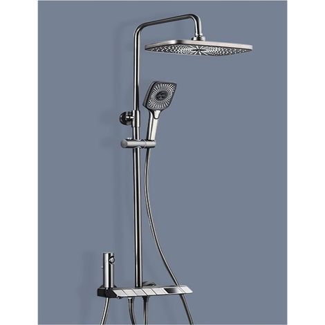Ensemble de douche mitigeur thermostatique intelli Ensemble de système de douche de robinet d'affichage numérique de salle de bains, ensemble de douche de touche de piano gris, ensemble de douche de r (1/5)
