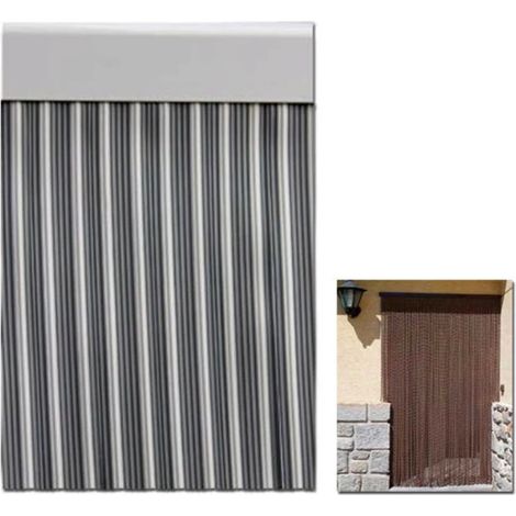 Ebro Band-Türvorhang 90 x 210 Nr. 7 grau-weiß 11303D