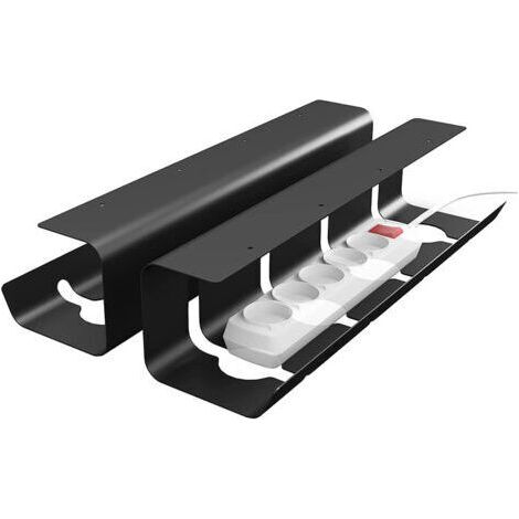 BUNTHAUS Pupitre de gestion des câbles - lot de 2 pupitres de gestion des câbles en acier inoxydable - accessoires inclus - pupitre de gestion des câbles - pupitre de gestion des câbles, noir (1/2)