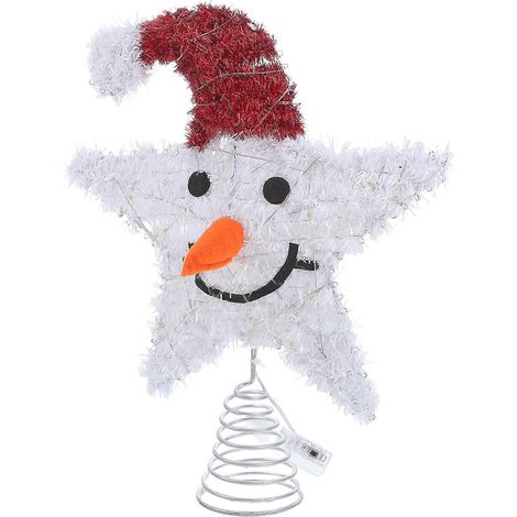 Ensemble de 2 décorations de Noël en métal représentant un bonhomme de neige blanc en forme d'étoile et un sapin (1/5)