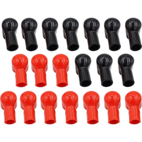 Lot de 20 Cache-bornes de Batterie isolants Flexibles protecteurs positifs et négatifs pour Voiture (Rouge + Noir) (1/5)