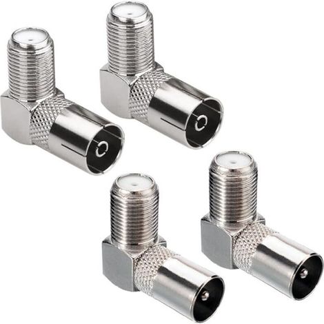 4 Pièces Connecteurs femelle/femelle de Type F à 90 degrés, adaptateurs coaxiaux RF pour antenne Satellite à Angle droit (1/4)