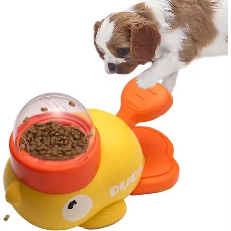 Mangeoire interactive en forme de canard jaune – Jouet à alimentation lente pour chiens et chats  Distributeur de friandises amusant pour petits animaux de compagnie  Durable et non