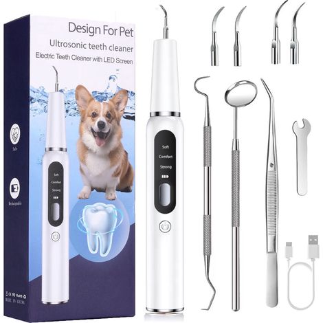 Détartreur Dentaire - 40 kHz - 3 Modes De Nettoyage - Étanche IPX6 - Pour Chiens Chats Et Adultes - 1 Pièce (1/5)