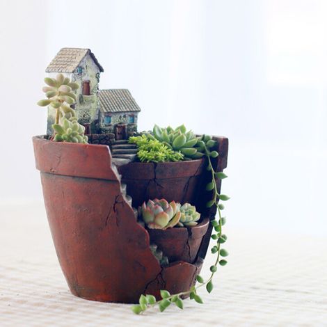 Pot pour plante succulente en résine, pot à bonsaï, décoration esthétique et unique pour l'intérieur et l'extérieur, bureau, table de travail, maison (1/5)