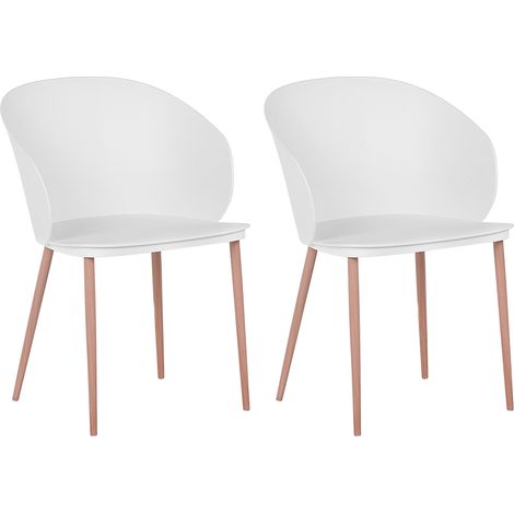 Conjunto de 2 sillas de comedor con patas de metal material sintético blanco sala de estar moderna Blaykee