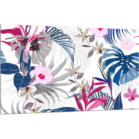 PLAQUE DE PROTECTION EN VERRE POUR CUISINIÈRE 80x52 FLEURS (1/5)