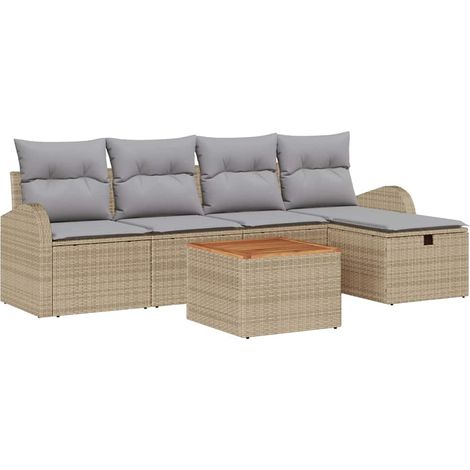 Garden Sofa Set 6 pcs Beige Poly rattan vidaXL (1/5)