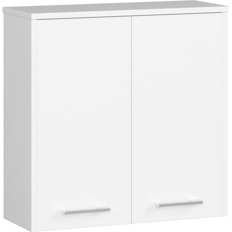 Hängender Badezimmerschrank AKORD FIN Weiß 60 cm 2 Türen 2 Ebenen B60 x H60 x T22,5 cm (1/5)