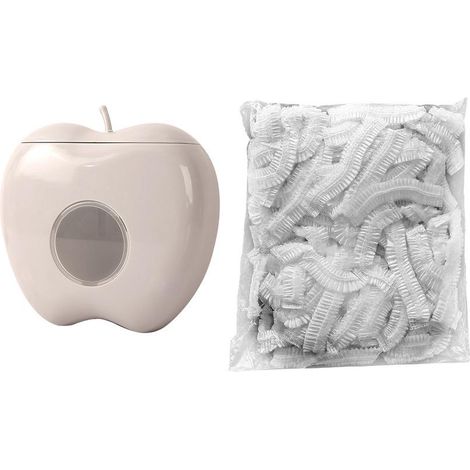 Lot de 1 boîte + 100 sachets adhésifs, distributeur de film alimentaire - Couvercles fraîcheur pour bols, housses de conservation réutilisables, organiseur de rangement grande capacité (1/5)