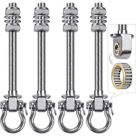4pcs 22.5cm Hammock Suspension Bolts for Swing, Swivel Mounting Bearing Kit for Indoor/Outdoor Chair, Yoga Rope, Punching Bag, Sandbag, 1500lbs (1/5)