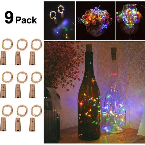 MINKUROW 9 Stück Flaschenlicht Led Flaschenlicht Lichterkette Flasche Lichterkette Kork Led Nachtlicht (Mehrfarbig) (1/5)