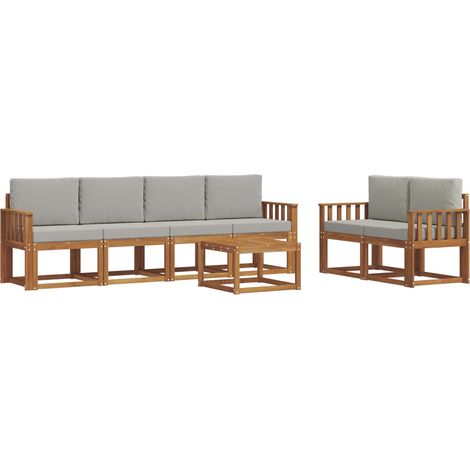 Conjunto de sofás de exterior 7 pcs Gris Natural y Claro vidaXL (1/5)