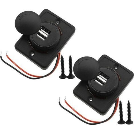 2pcs 3.1A Double Prise USB de Voiture Auto Câble Rouge Chargeur Socket 2 Adaptateur Port 12V-24V Charge Panneau de Chargement Connecteur (1/4)