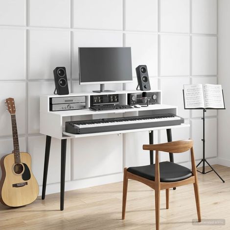 vidaXL Studio Desk White 152 x 42.5 x 36 cm Engineered Wood (1/5)
