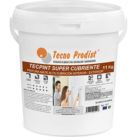 Tecno Prodist Tecpint Súper Cubriente - Pintura sin olor y secado rápido (Blanco Alaska)