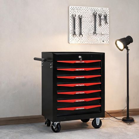 Servante d'atelier coloris noir rouge en acier 60 x 33 x 77,5 cm (1/5)