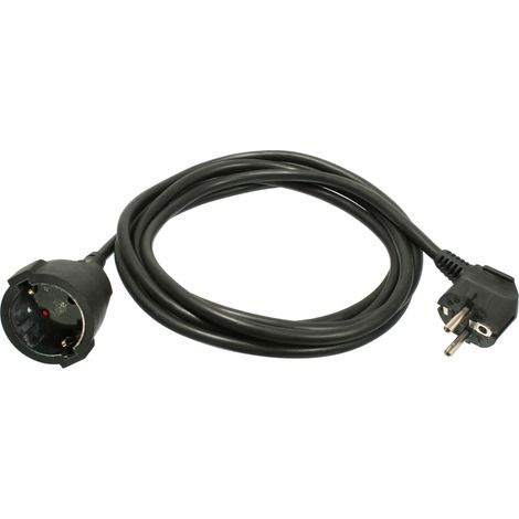Verlängerung mit Winkelstecker 2m schwarz H05VV-F 3G1,5 IP20