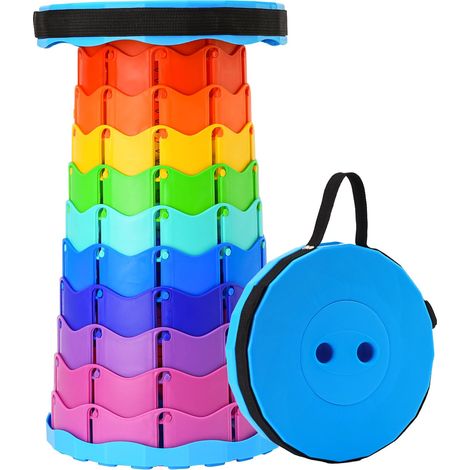 Tabouret pliant durable amélioré, siège pliable renforcé pour la pêche, la randonnée, les fêtes et les rassemblements en plein air, arc-en-ciel (1/5)