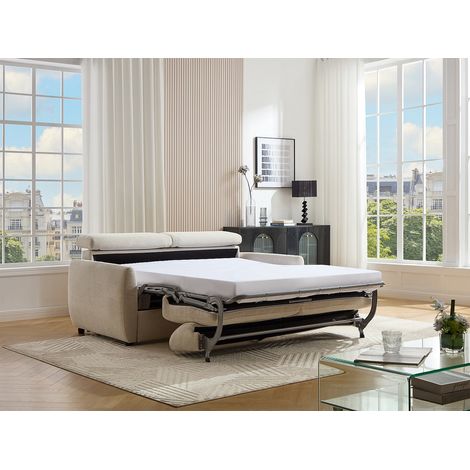 Canapé 3 places convertible express en tissu beige SOVALI (1/4)
