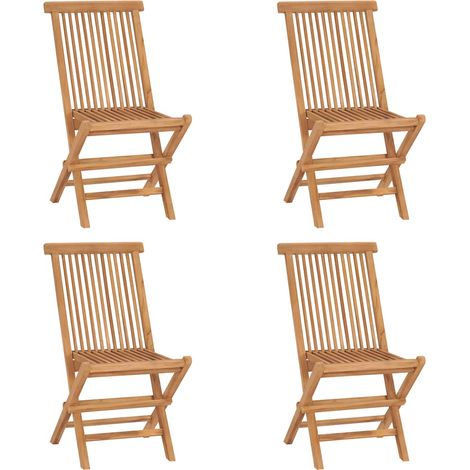 Sillas plegables (4 unidades) de madera maciza de teca. vidaXL (1/5)