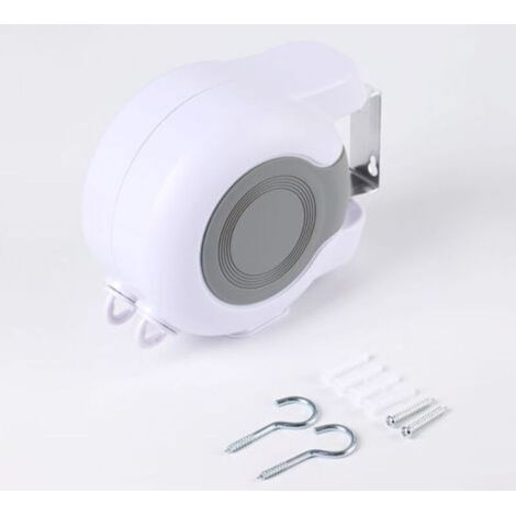 Étendoir à linge extensible d'extérieur, 13 m, mural, avec 2 fils à linge pour salle de bain, balcon, jardin, intérieur et voyages. (1/5)