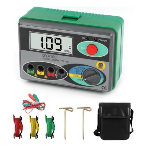 Testeur de Terre et de Résistance Electrique 02000Ω Testeur de Résistance à la Terre Digital LCD Machines de Mesure de la Résistance du Sol Mégohmmètre