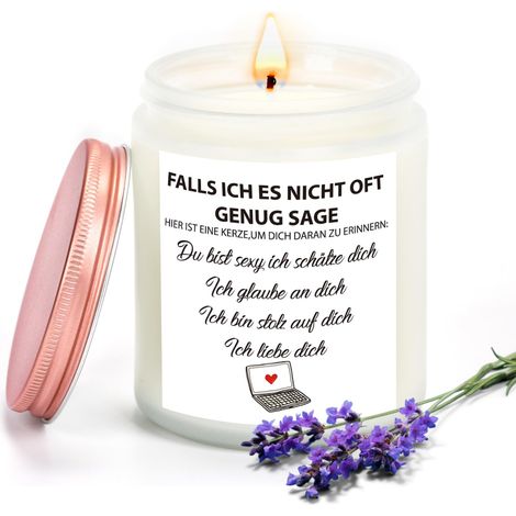 Bougie parfumée à la lavande - Cadeau d'amour pour petite amie, petit ami, femme, homme, Noël, anniversaire de mariage, anniversaire pour elle (1/5)