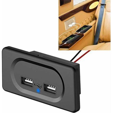 Prise Double Chargeur USB, 12V-24V 3.1A Panneau de Commande du Chargeur de Voiture Prise de Charge Etanche pour Voiture Camion Moto Marine Camping-car SUV-- (1/5)