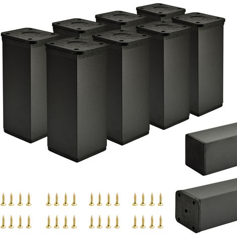 8 patas básicas para muebles  Sección transversal: 40 x 40 mm  Altura: 100 mm  Color: Negro mate + Tornillos incluidos (1/5)
