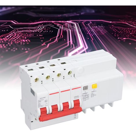 Disjoncteur miniature DZ47sLE C63 4P+N 63 A, montage sur rail DIN, basse tension 400 V, pouvoir de coupure 6000 A (1/5)