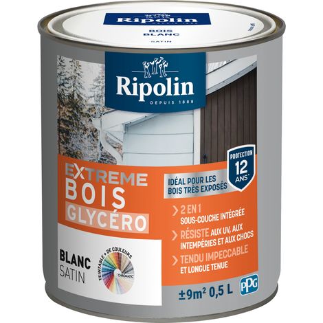 Peinture Extreme Bois Glycéro - Satin - 0,5L - Blanc - Ripolin (1/4)