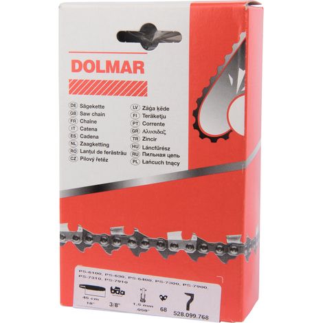 Dolmar – Chaîne pour tronçonneuse 528099768 S-70 18"/45 cm – 68 maillons – 3/8" – Épaisseur 1,5 mm pour coupe précise (1/5)