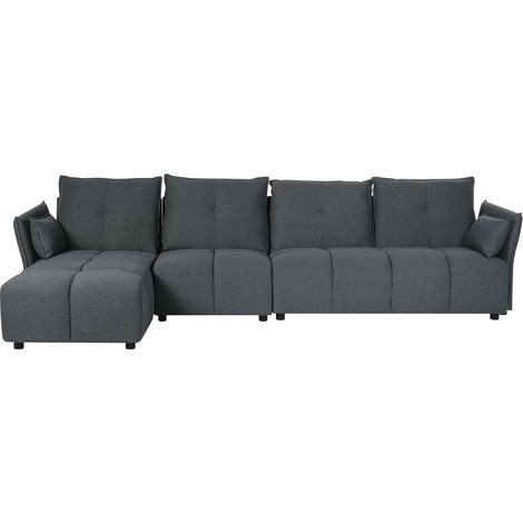Corner Sofa 4 Seater TOMRA Fabric Graphite Grey Right Hand (1/5)
