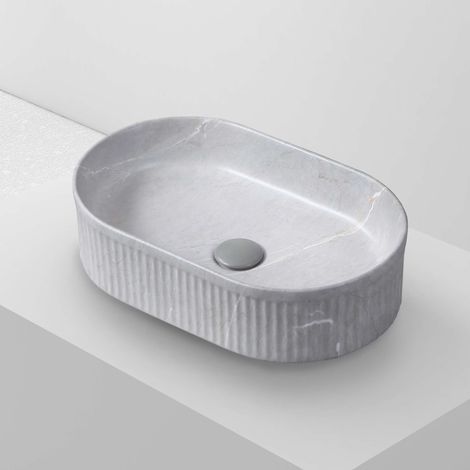 Lavabo à poser CORINTO OVALO céramique 49,5x13x31 cm gris pietra (1/5)
