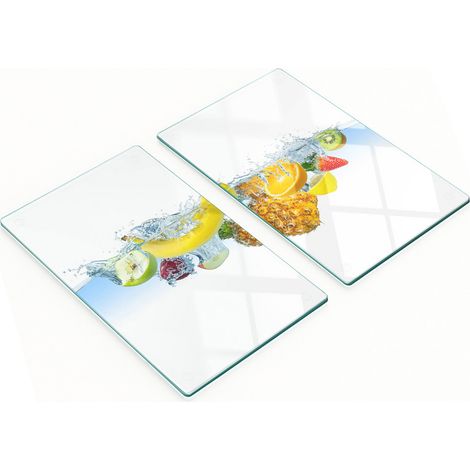 Küchenschneidebretter aus Glas mit Unterwasser-Fruchtmotiven, 2 x 30 x 52 cm (1/5)
