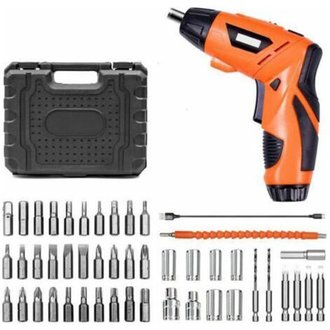 Perceuse/visseuse électrique sans fil à double morphologie, rechargeable par USB, 4,2 V, 1500 mAh, 230 tr/min, avec 47 accessoires. (1/4)