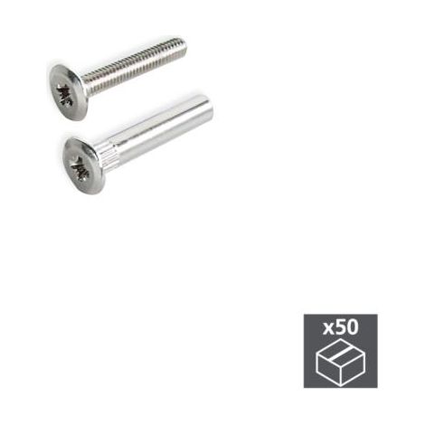 Emuca Tornillos, cabeza extraplana, 25 mm + tuercas M4,  50 ud. -