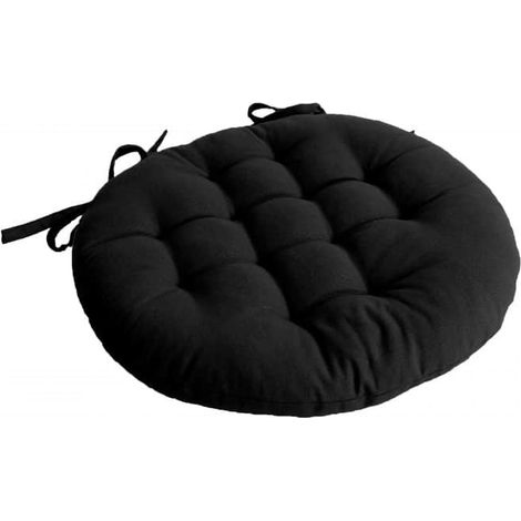 Galette de chaise ronde matelassé 38 cm - Taille unique - Noir