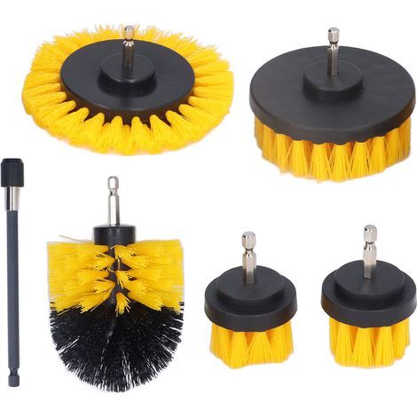 Set of nylon drill brushes, various sizes, cleaning brushes with extension rod (1/5)