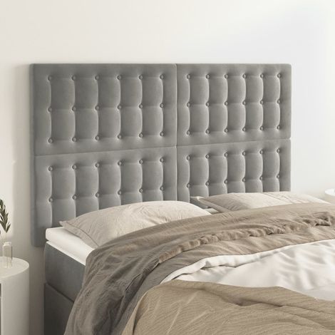 Têtes de lit 4 pcs Style Classique Armoire de lit - Gris clair 72x5x78/88 cm Velours BV848782 - BonneVie (1/5)