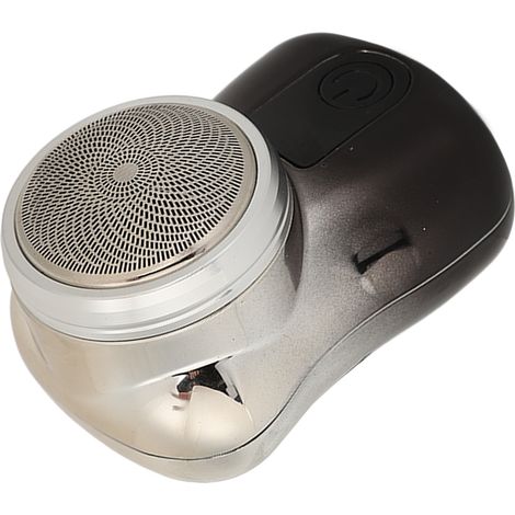 Mini tondeuse à barbe sans fil rechargeable et étanche, lame incurvée, finition gris argenté dégradé. (1/5)