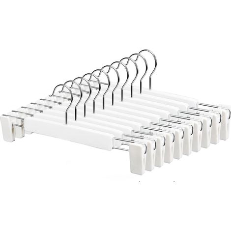 Lot de 10 Cintres, Crochet pivotant, Pince réglable, Plastique, Pour Pantalon Jupe (1/5)