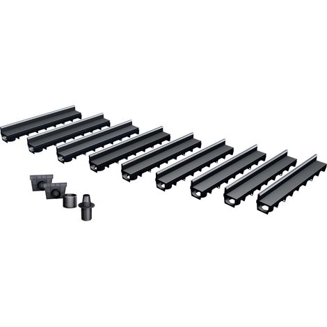 Pack de 9 caniveaux MEAPARK avec grille à fente + E-BLADE B en Inox