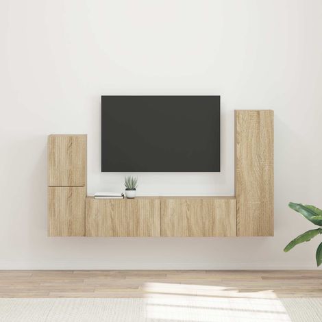 vidaXL Ensemble meuble TV 4 pcs Chêne Sonoma Bois d'ingénierie