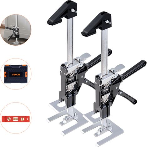 VEVOR Cric a Braccio per Risparmiare Lavoro, 2 PZ, Carico 200 kg Cric a Braccio in Metallo con Livella Magnetica, Sollevamento Fino a 235 mm, 2 Modalita di Regolazione, per Porte, Finestre, Nero