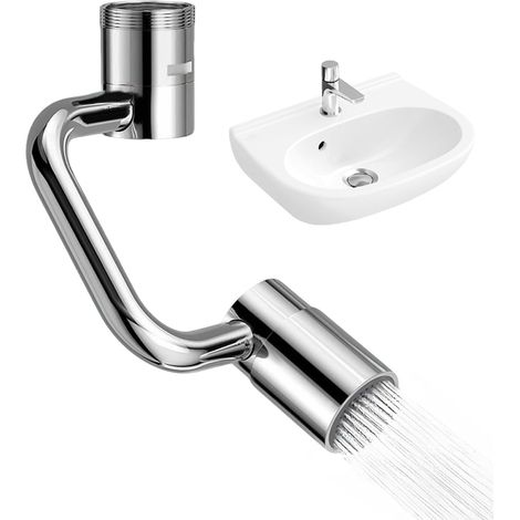 Extension de robinet d'eau pivotante, remplacement à 1080 degrés de la tête du robinet 2 Modes pour aérateur et extension de robinet d'eau-pour une utilisation dans la maison, la cuisine, la salle de (1/5)