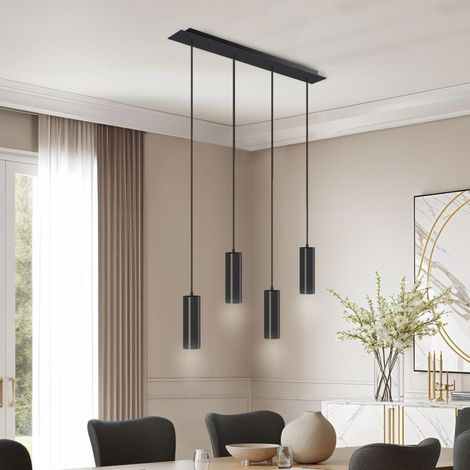 Plafonnier 4 lampes GU10 40 W câbles réglables style industriel (1/5)